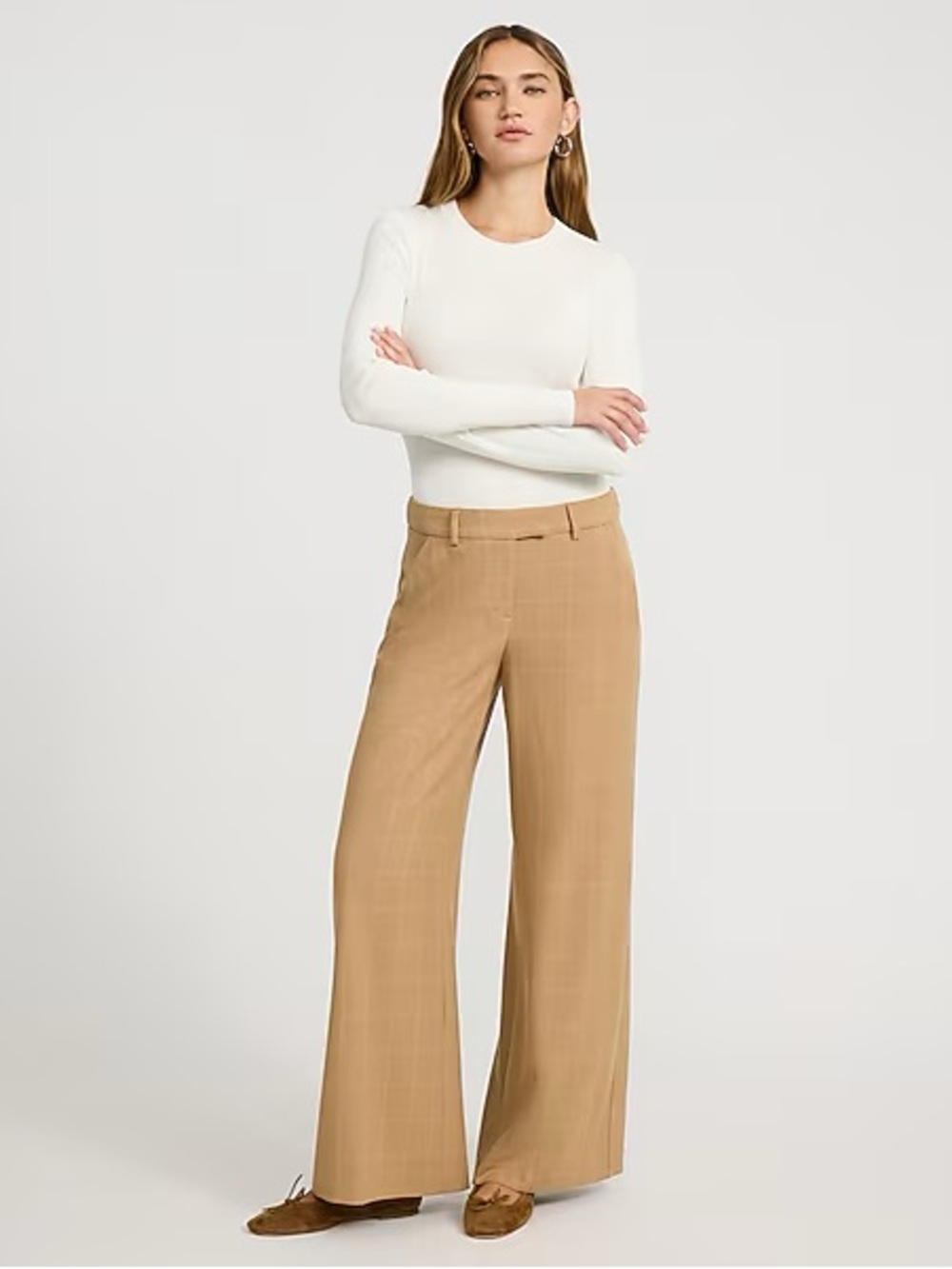 Express Wide-Leg Dress Pants in Camel